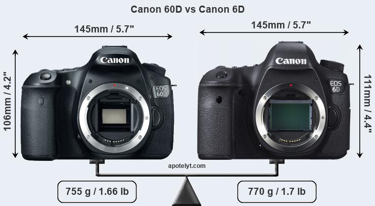 Size Canon 60D vs Canon 6D