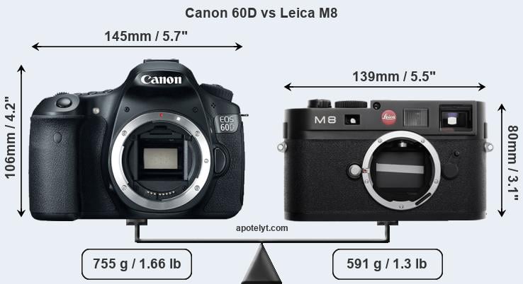 Size Canon 60D vs Leica M8