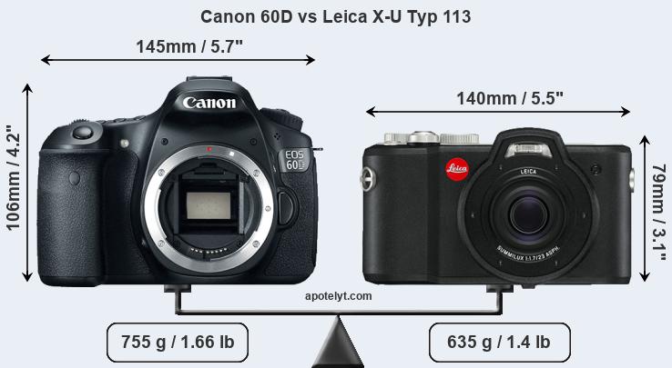 Size Canon 60D vs Leica X-U Typ 113