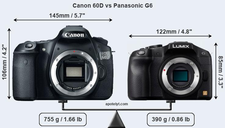 Size Canon 60D vs Panasonic G6
