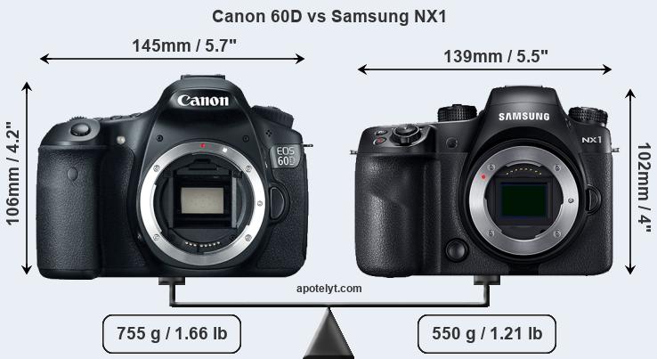 Size Canon 60D vs Samsung NX1