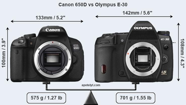 Size Canon 650D vs Olympus E-30