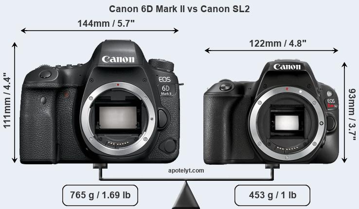 Size Canon 6D Mark II vs Canon SL2