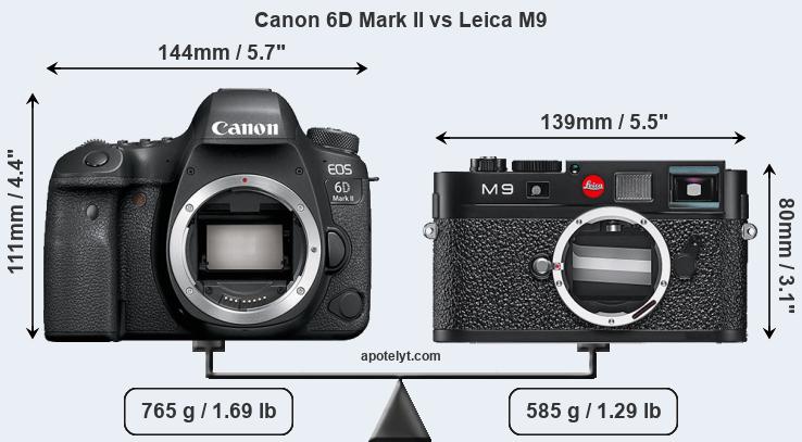 Size Canon 6D Mark II vs Leica M9