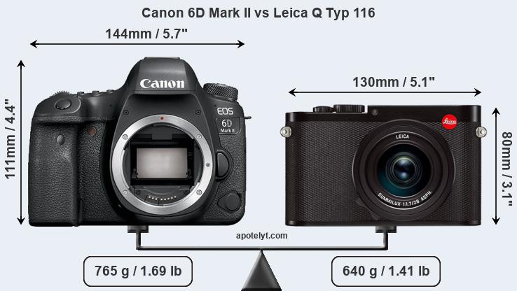 Size Canon 6D Mark II vs Leica Q Typ 116