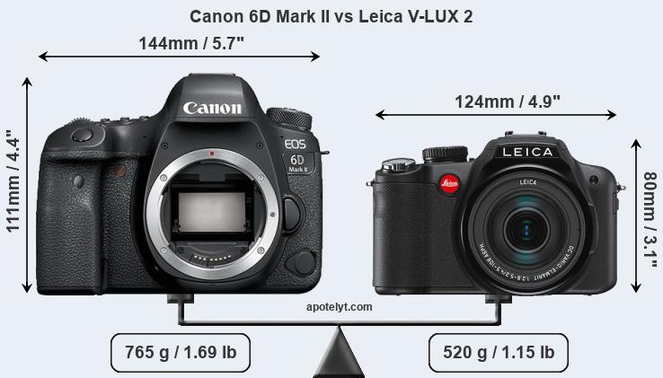 Size Canon 6D Mark II vs Leica V-LUX 2
