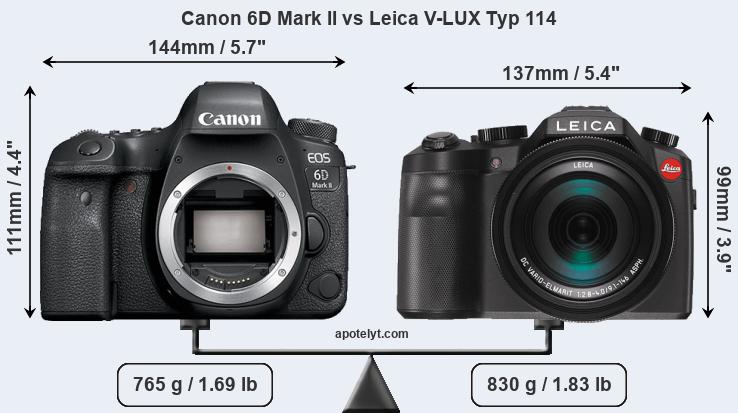 Size Canon 6D Mark II vs Leica V-LUX Typ 114
