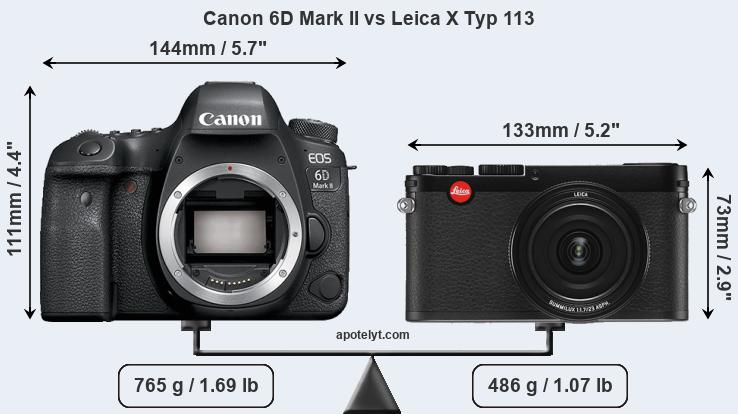 Size Canon 6D Mark II vs Leica X Typ 113