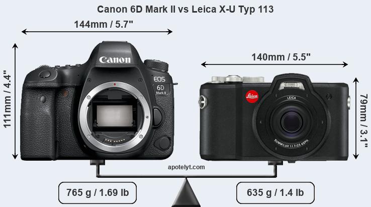 Size Canon 6D Mark II vs Leica X-U Typ 113