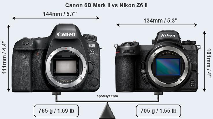 Size Canon 6D Mark II vs Nikon Z6 II
