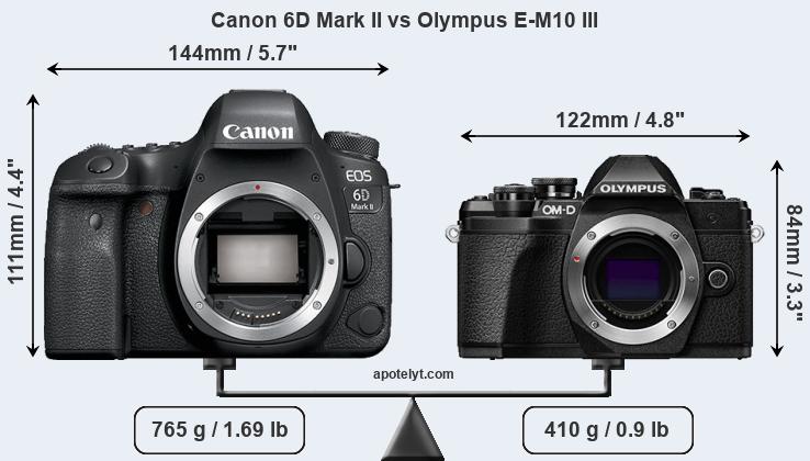 Size Canon 6D Mark II vs Olympus E-M10 III