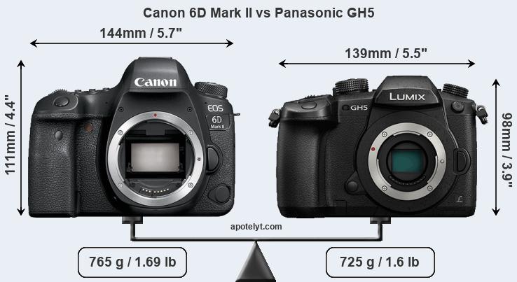 Size Canon 6D Mark II vs Panasonic GH5