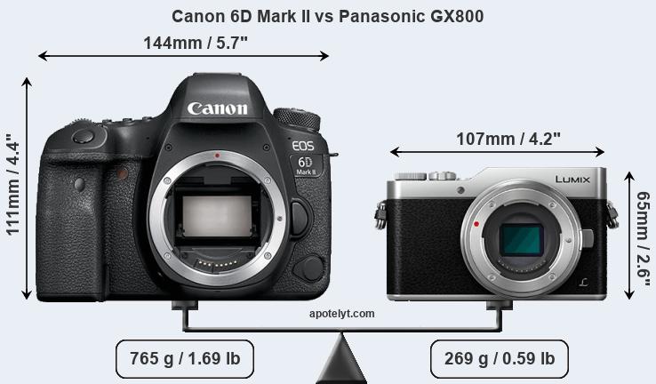Size Canon 6D Mark II vs Panasonic GX800