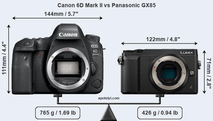 Size Canon 6D Mark II vs Panasonic GX85