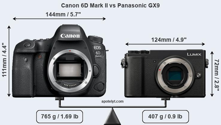 Size Canon 6D Mark II vs Panasonic GX9