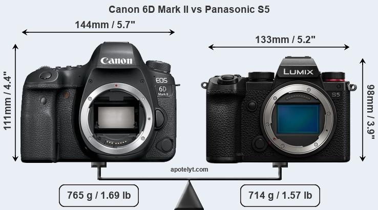 Size Canon 6D Mark II vs Panasonic S5