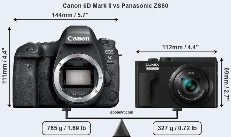 Size Canon 6D Mark II vs Panasonic ZS80