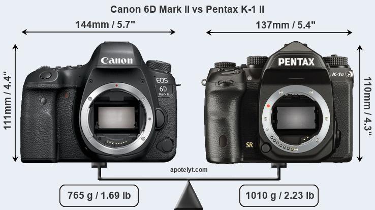 Size Canon 6D Mark II vs Pentax K-1 II