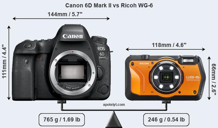 Size Canon 6D Mark II vs Ricoh WG-6
