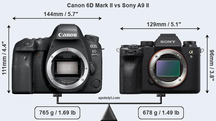 Size Canon 6D Mark II vs Sony A9 II