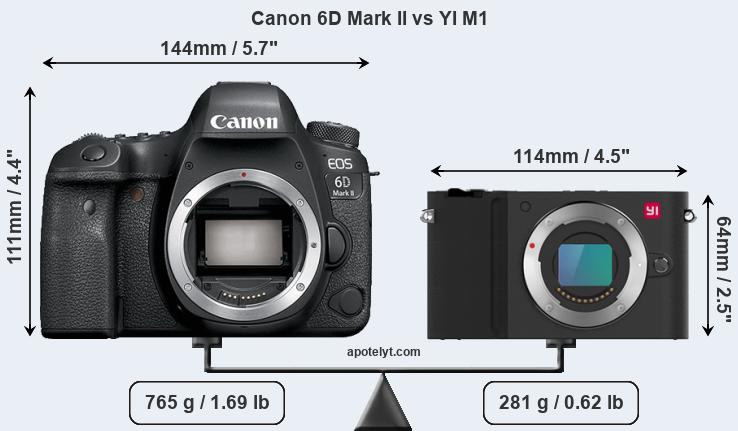 Size Canon 6D Mark II vs YI M1