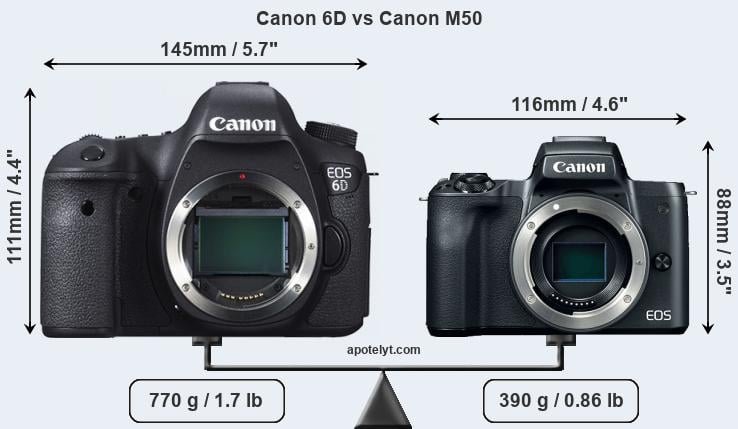 Size Canon 6D vs Canon M50