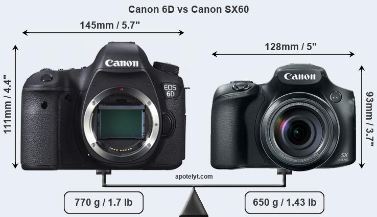 Size Canon 6D vs Canon SX60