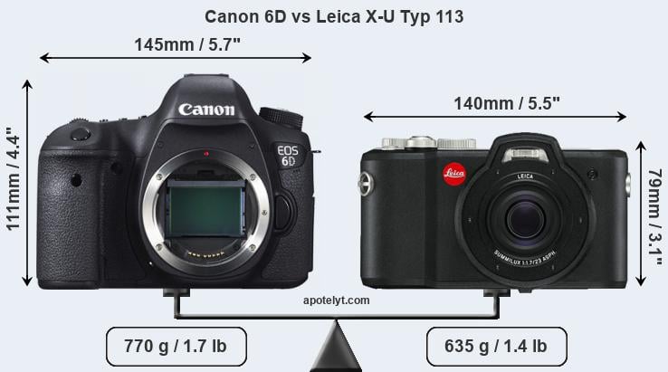 Size Canon 6D vs Leica X-U Typ 113