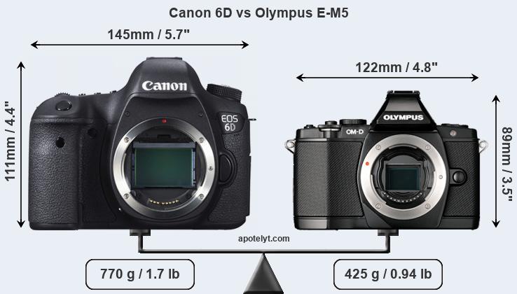 Size Canon 6D vs Olympus E-M5