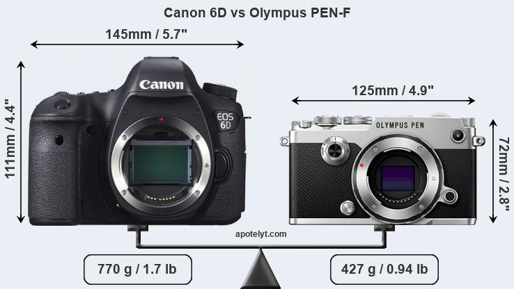 Size Canon 6D vs Olympus PEN-F