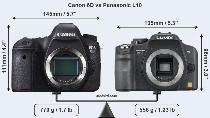 Size Canon 6D vs Panasonic L10