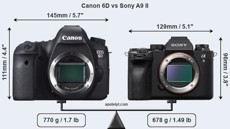Size Canon 6D vs Sony A9 II