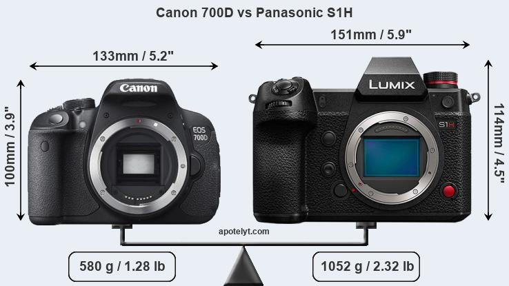 Size Canon 700D vs Panasonic S1H