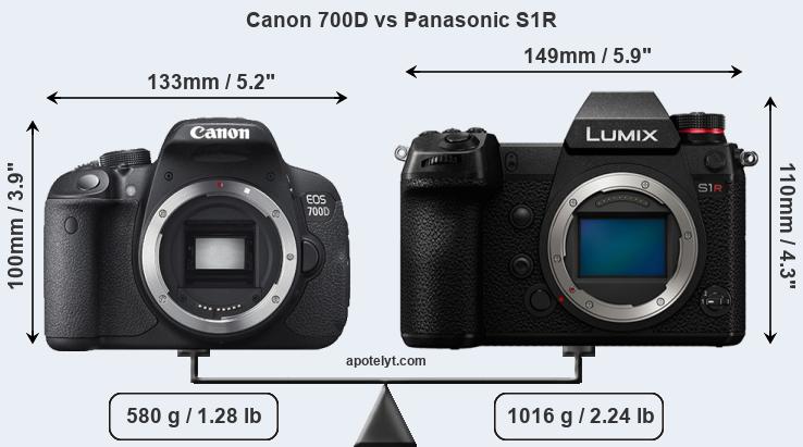 Size Canon 700D vs Panasonic S1R