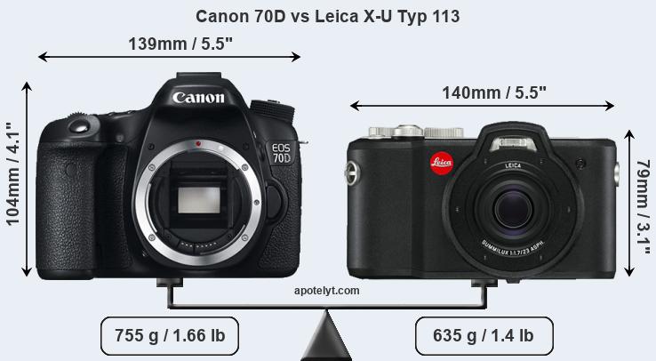 Size Canon 70D vs Leica X-U Typ 113