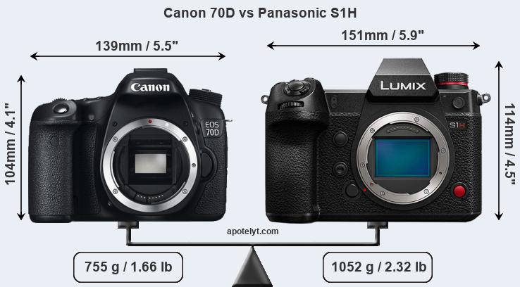 Size Canon 70D vs Panasonic S1H