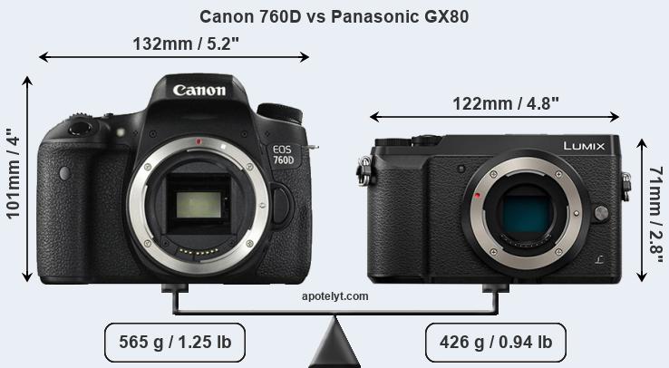 Size Canon 760D vs Panasonic GX80