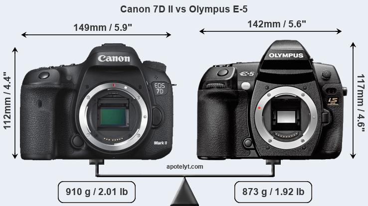 Size Canon 7D II vs Olympus E-5