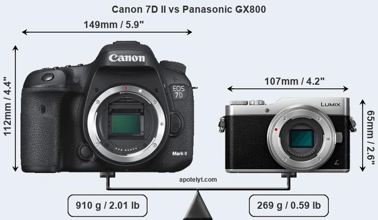 Size Canon 7D II vs Panasonic GX800