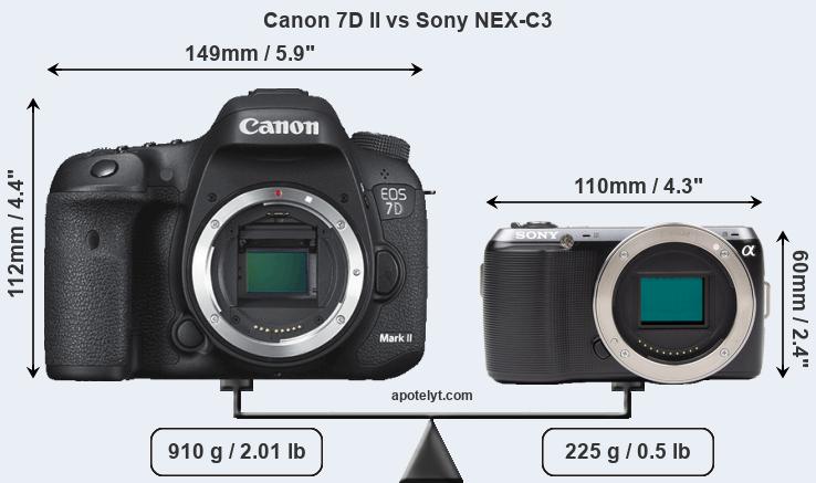 Size Canon 7D II vs Sony NEX-C3
