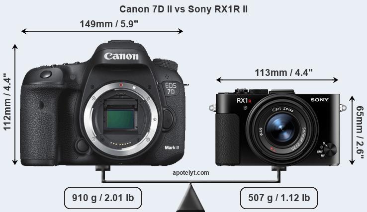 Size Canon 7D II vs Sony RX1R II