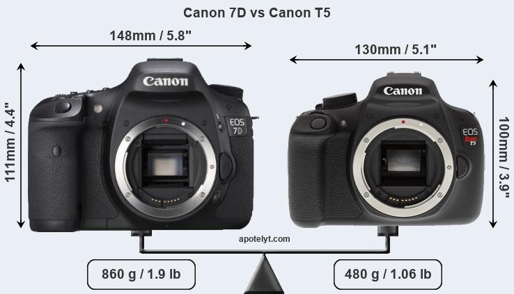 Size Canon 7D vs Canon T5