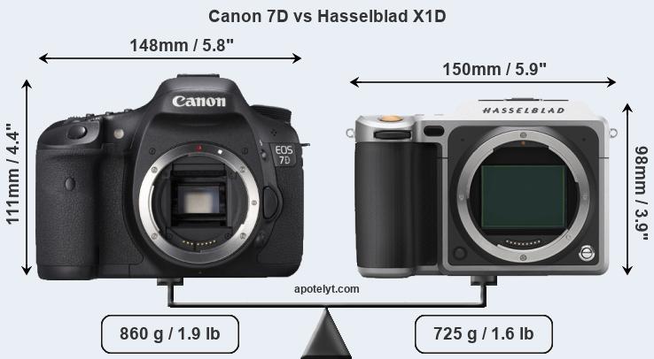 Size Canon 7D vs Hasselblad X1D