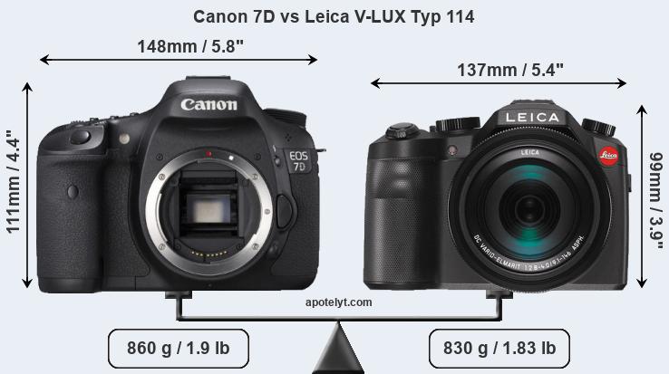 Size Canon 7D vs Leica V-LUX Typ 114