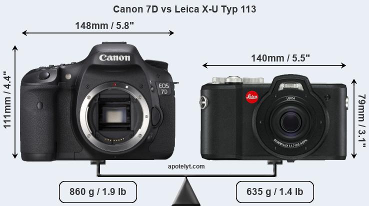 Size Canon 7D vs Leica X-U Typ 113