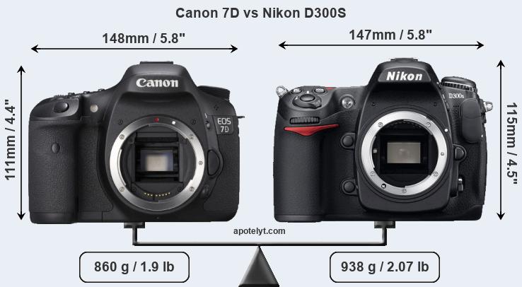Size Canon 7D vs Nikon D300S