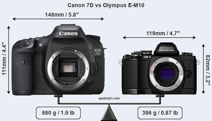 Size Canon 7D vs Olympus E-M10
