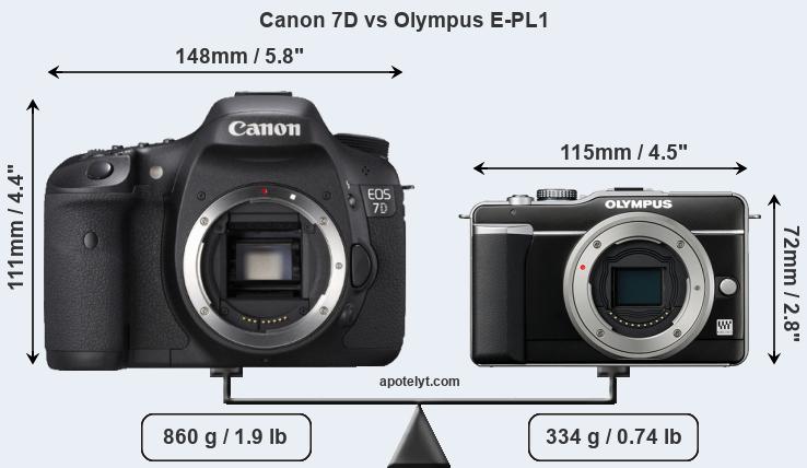 Size Canon 7D vs Olympus E-PL1