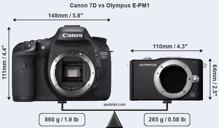 Size Canon 7D vs Olympus E-PM1