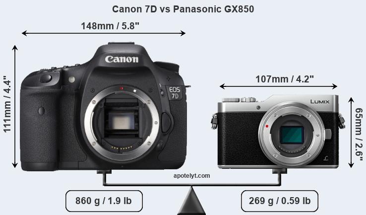 Size Canon 7D vs Panasonic GX850